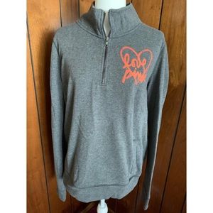 PINK Zip up Sweatshirt/ Gray and Coral/Size Large